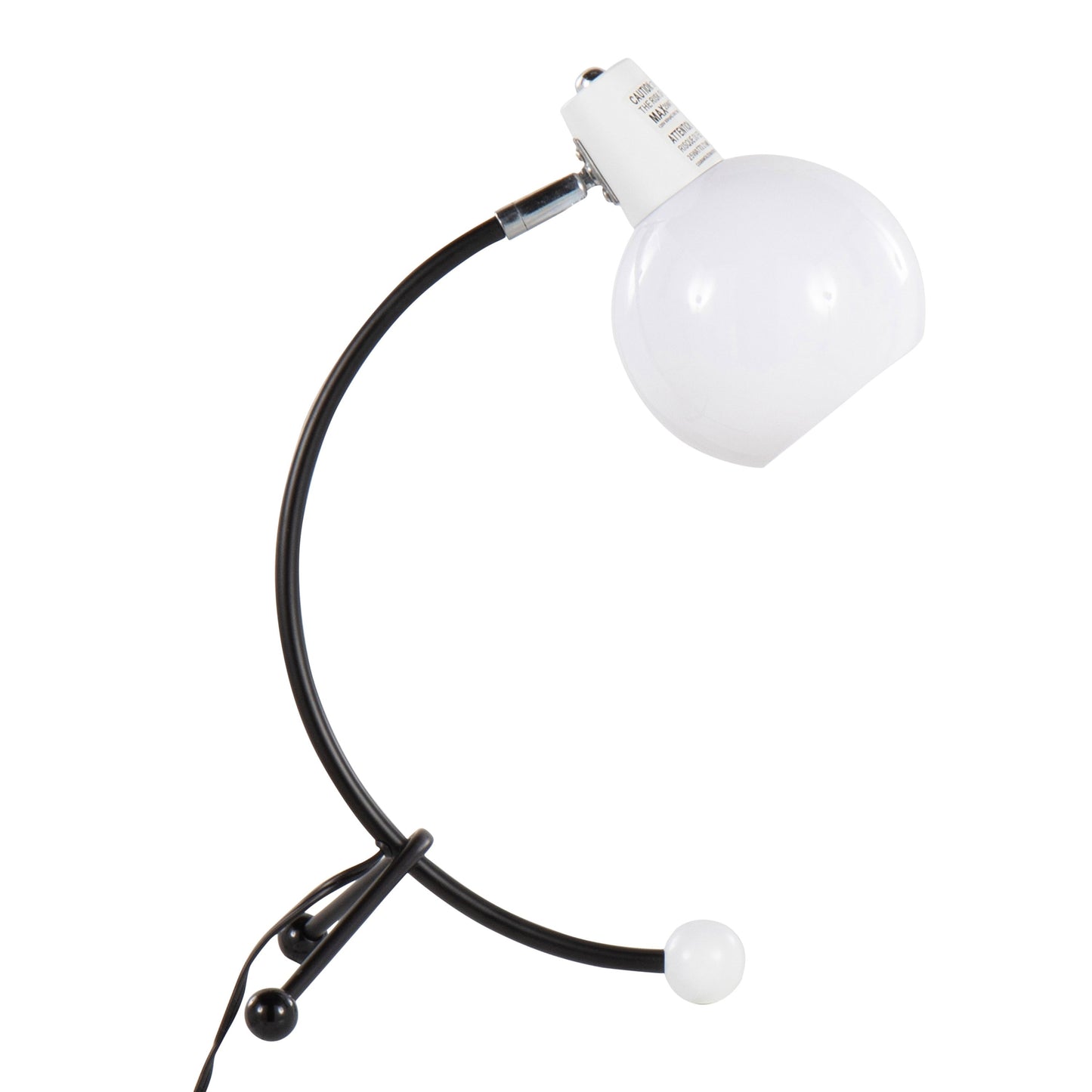 Eileen Contemporary Task Lamp in Black Metal and White Plastic Shade