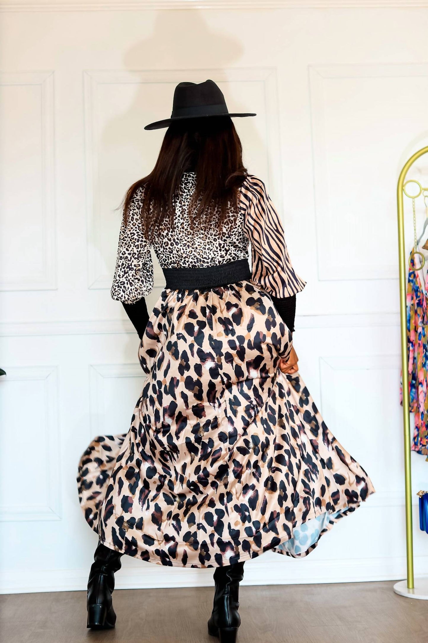 Little Secret Of Mine - Women's Animal Print Long Sleeve Maxi Dress