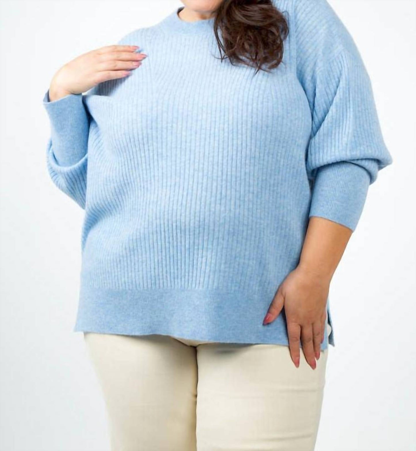 Estheme - Dolman Cashmere Long Sleeve Sweater - Plus