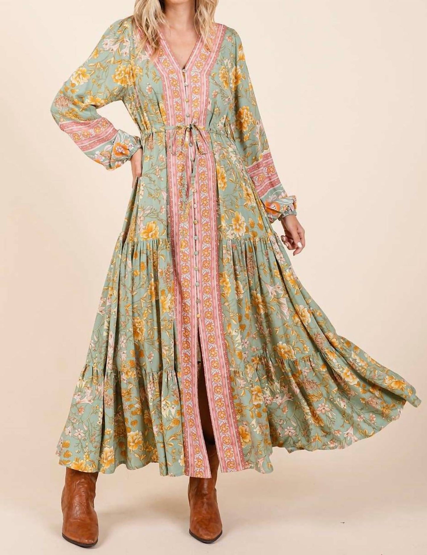 Mittoshop - Boho Floral Maxi Dress