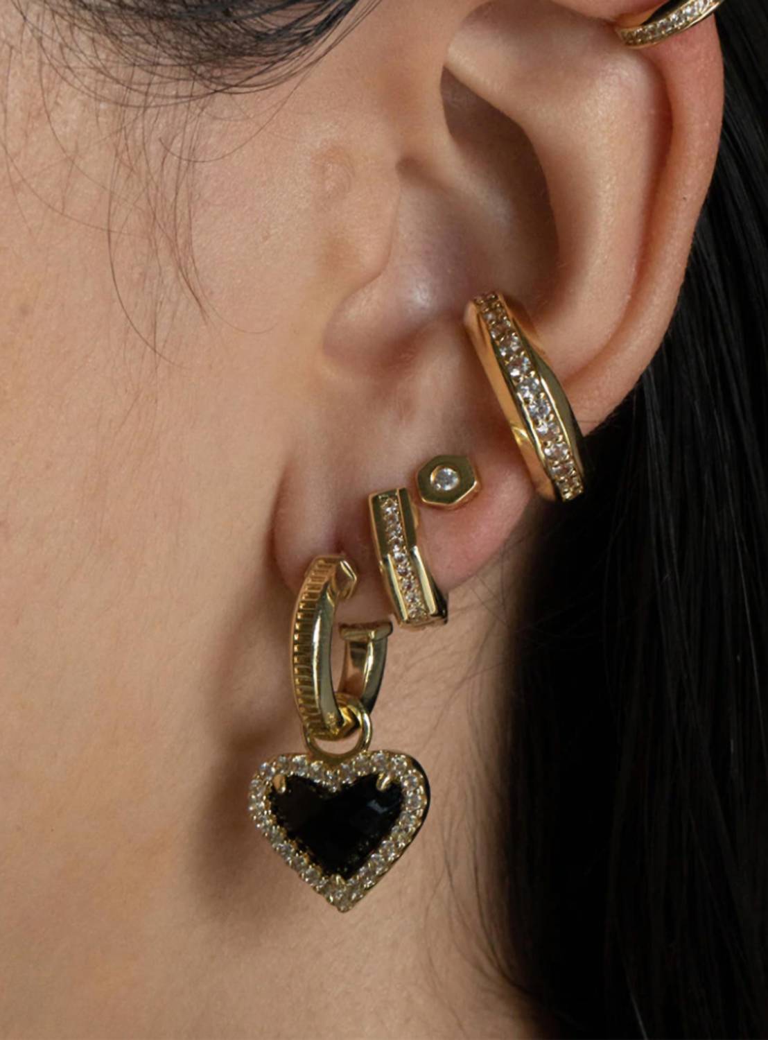 F+H Studios - WHITNEY GEMSTONE HEART EARRINGS