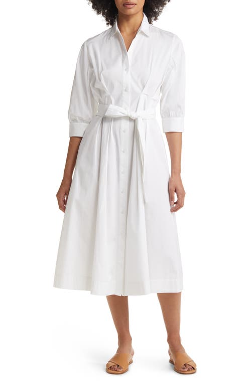 Nordstrom Poplin Long Sleeve White Shirtdress - Medium