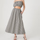 French Connection - Gingham Ruched Waist Midi Skirt