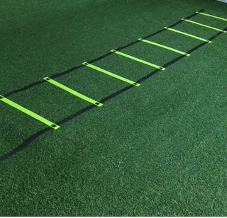 HolaHatha Escada de treinamento de agilidade esportiva ajustável amarela de 20 pés e 12 degraus