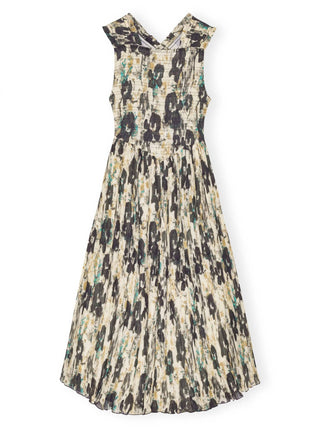 Ganni - Vestido midi com pregas estampadas e alças