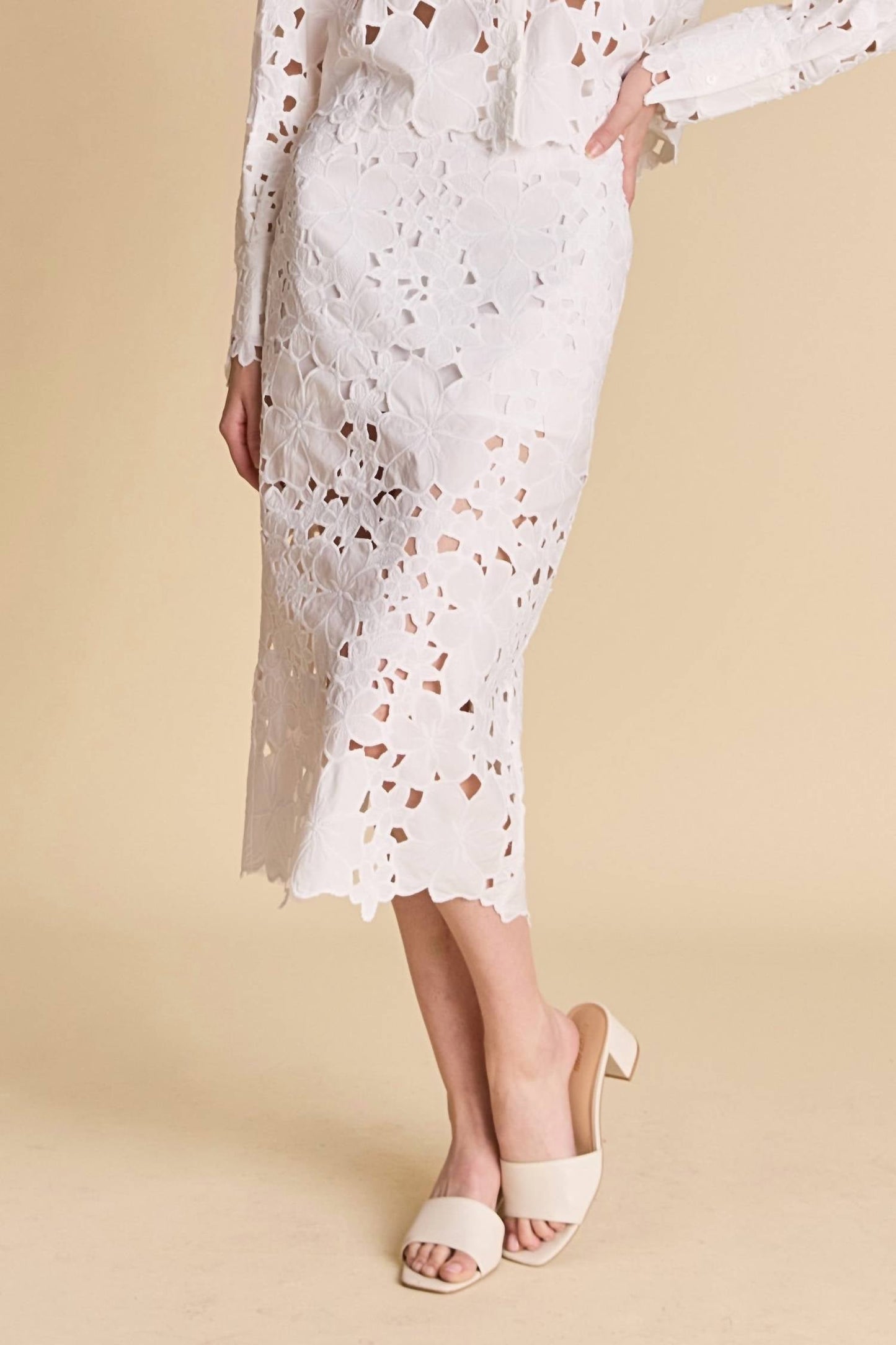 2.7 August Apparel - Lace Midi Skirt
