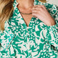 Double Take - Full Size Printed Ruffle Trim Balloon Sleeve Shirt