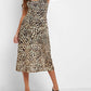 Topshop - Animal Print Plunge Neckline Mesh Midi Dress