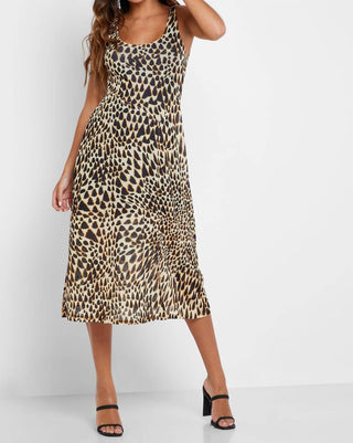 Topshop - Vestido midi de malha com decote profundo e estampa animal
