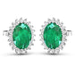 2.66 Carat Genuine Zambian Emerald and White Diamond 14K White Gold Earrings