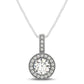 Milgrain Edge Diamond Halo Pendant in 14k White Gold (5/8 cttw)