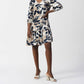 Joseph Ribkoff - Leaf Print Puff Sleeve Trapeze Dress