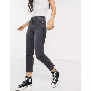 Topshop - Moto Jeans Cintura Alta Bainha Crua Perna Reta