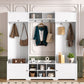 Wide Hall Tree With Shoe Storage, 4 In 1 Entryway Bench