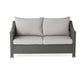 Contemporary ANTIBES Loveseat & Table Set Outdoor Grey PE Rattan Iron Waterproof Fabric