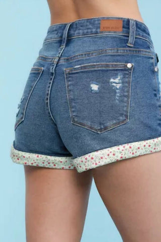 Judy Blue - Flower Patch Hem Shorts
