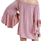 Umgee - Floral Embroidered Bell Sleeve Mini Dress