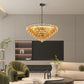 Modern Round 14-Light Black Chandelier with Smoke Glass Tubes