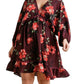 Umgee - Floral Print Balloon Sleeve Dress