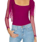 Free People - Tonque Tied sheer sleeve bodysuit