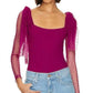 Free People - Tonque Tied sheer sleeve bodysuit