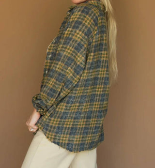 Lista de desejos - Camisa xadrez com detalhes em debrum cru