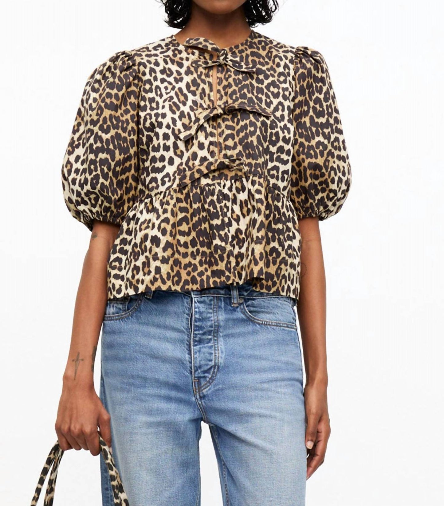 Ganni - Women's Poplin Peplum Blouse