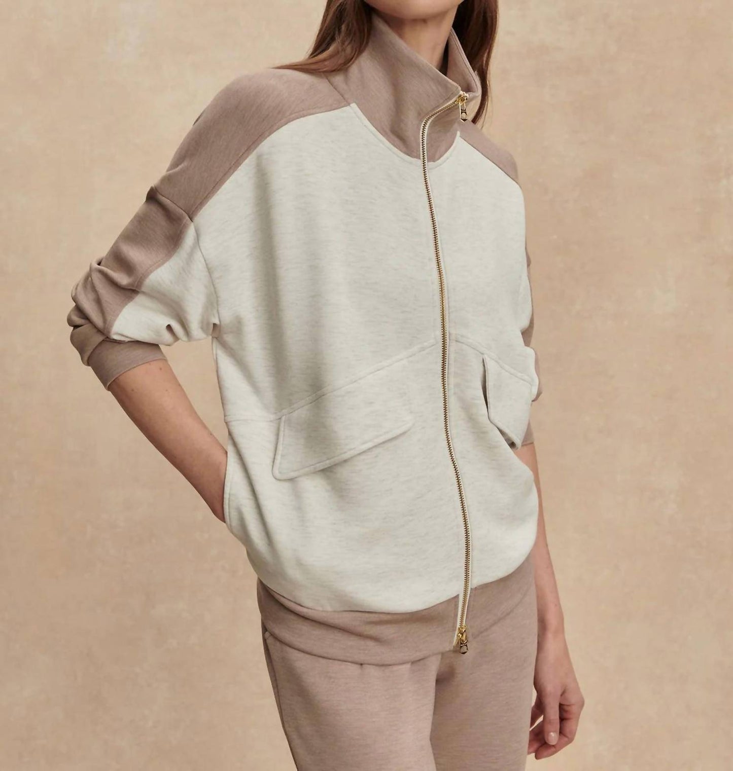 Varley - Garcia Two Tone Zip Through Sweatshirt