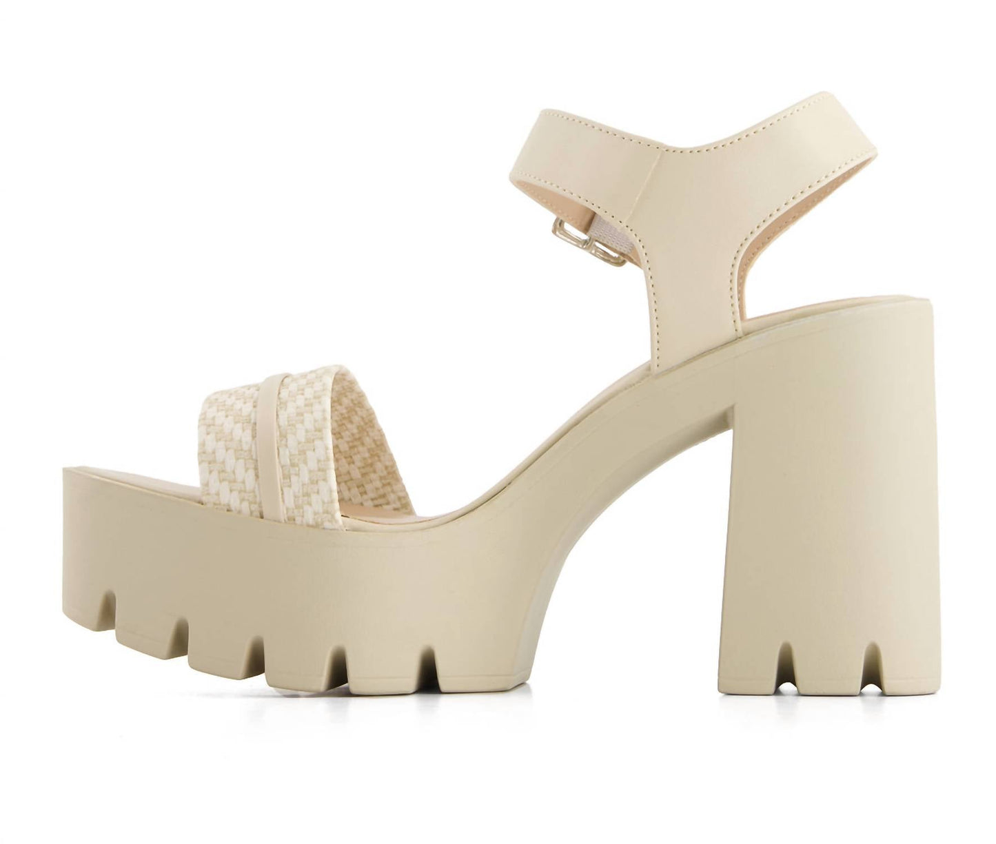 Andrea - Women's Ankle Strap Serrated Sole Heeled Sandals