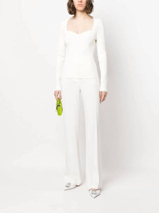 Veronica Beard - Blusa de manga comprida em malha canelada Gladys Sweetheart