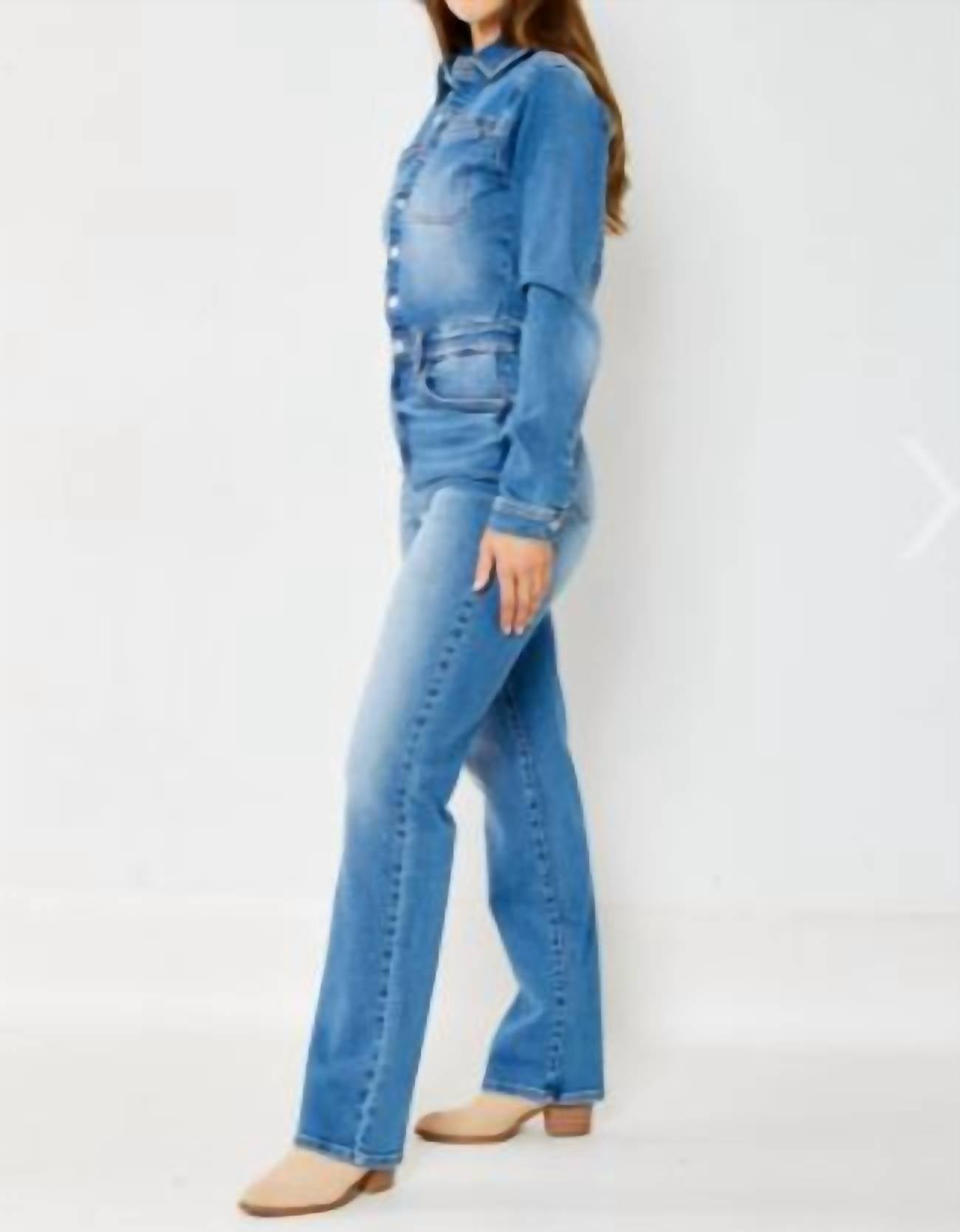 Judy Blue - High Waisted Long Sleeve Slim Jumpsuit