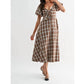 Camellia - Jori Plaid Tie Front Midi Dress