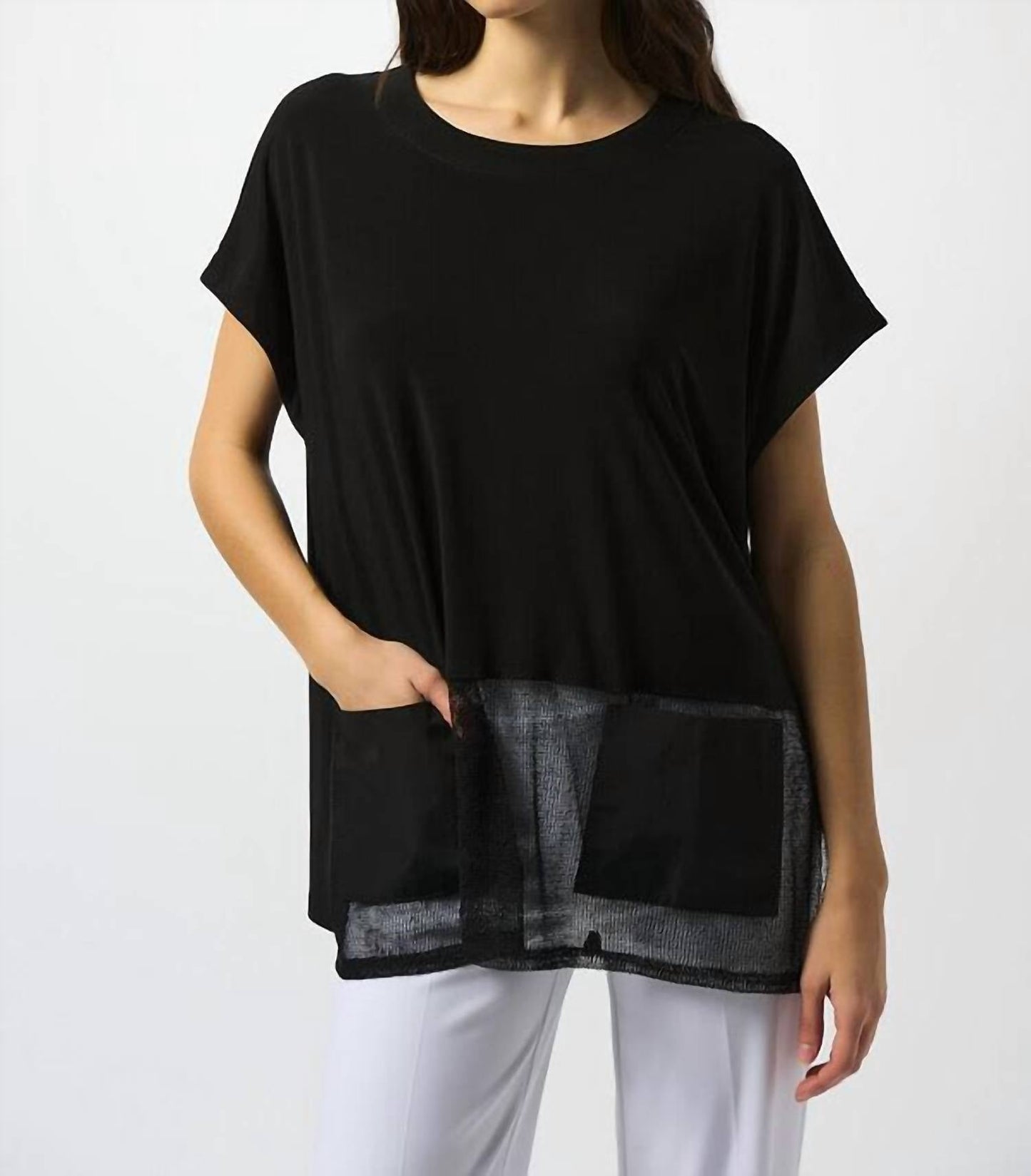 Joseph Ribkoff - Hip-length Crew Neck Blouse