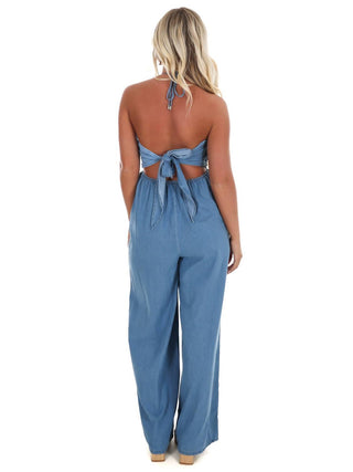Day + Moon - Take Time Off Halter Jumpsuit