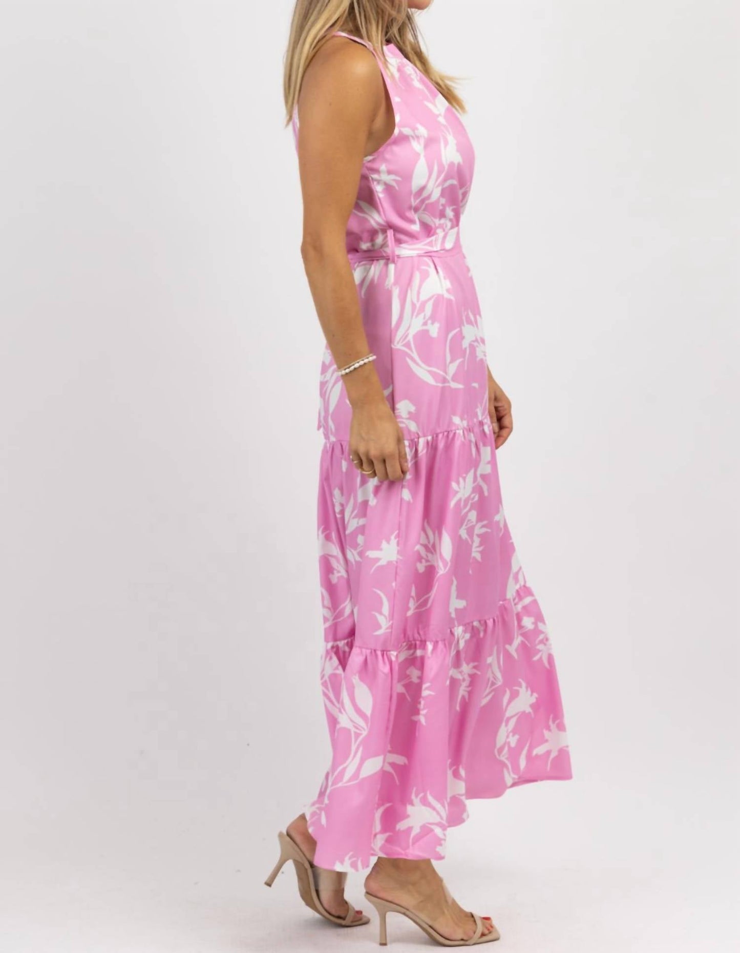 Fashion In The Box - Peony Halter Belted Maxi Dress