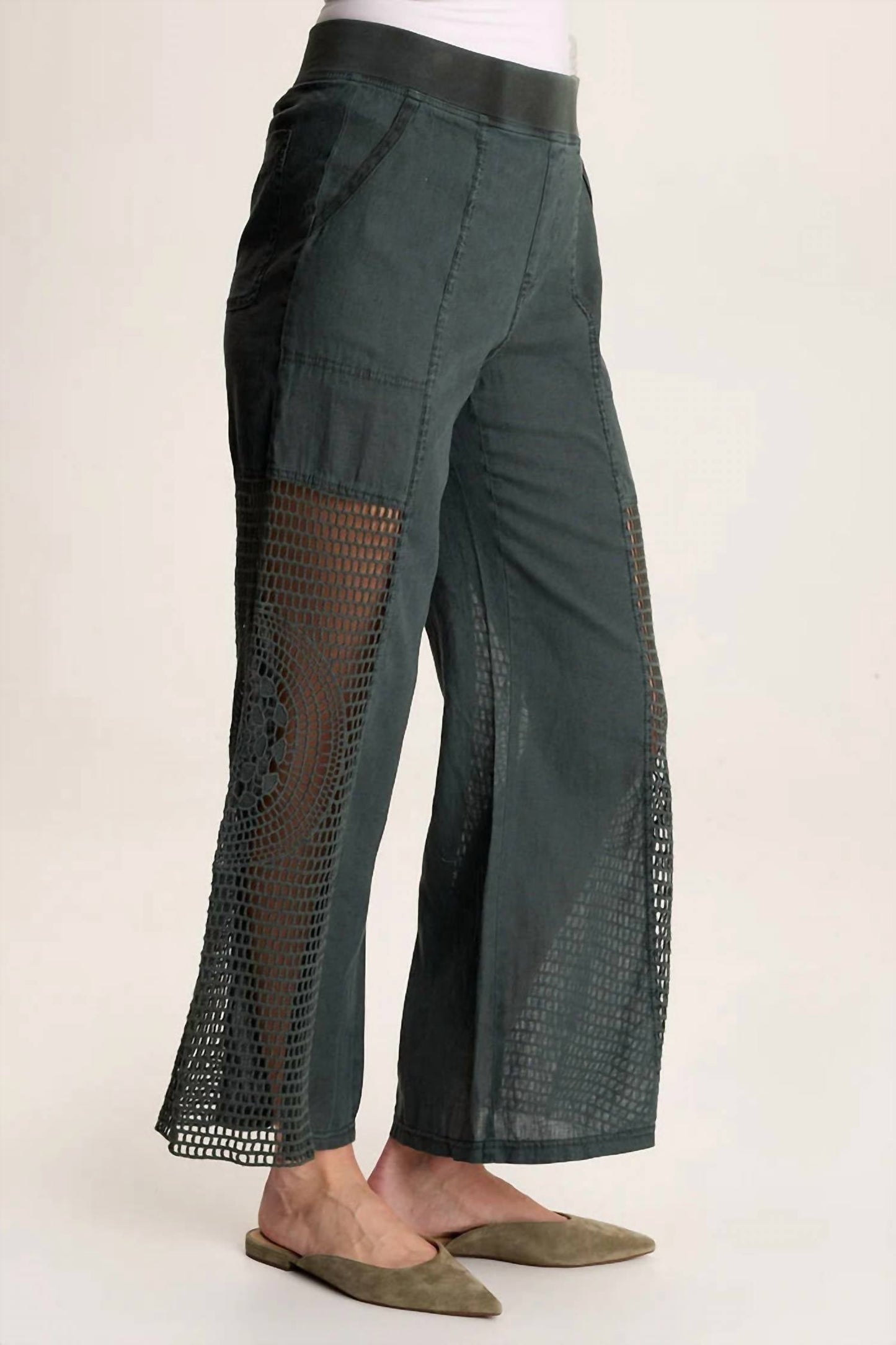 Xcvi - Pull-on Linen Crochet Pant