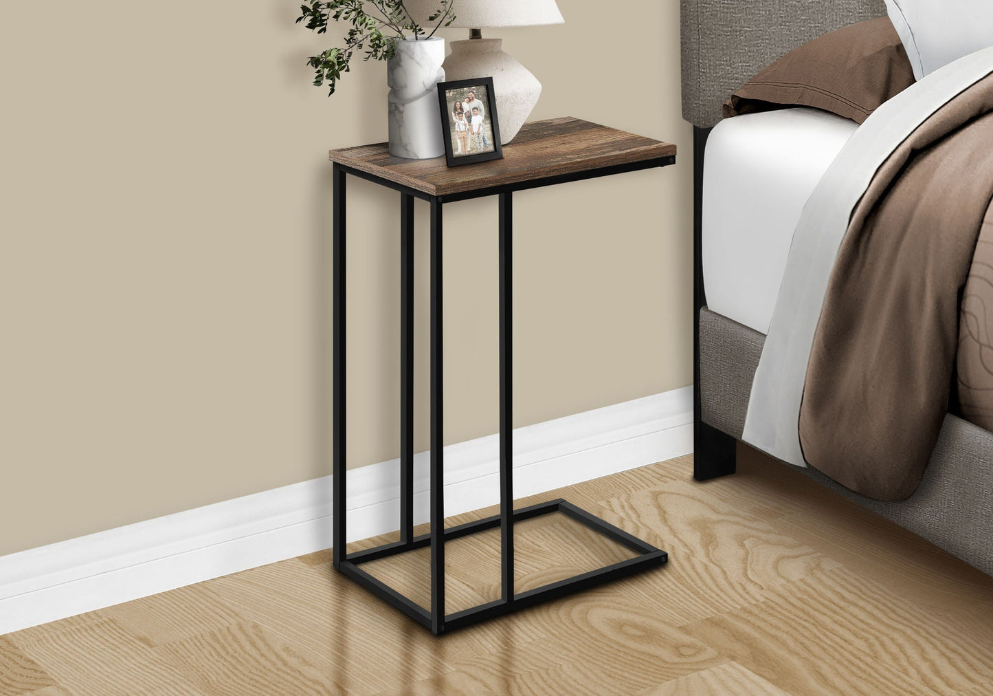Accent Table, C-Shaped, Space-Saving Functionality