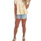 Blue Blush - Ribbon & Ruffle Contrast Top