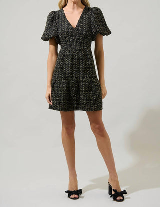 Sugarlips - Vestido curto de tweed com mangas bufantes