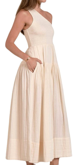 Elan - Vestido longo franzido de um ombro só