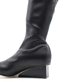 All Black - Botas femininas com borda quadrada