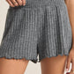 Z Supply - Dawn Smocked Rib Short- Charcoal Heather