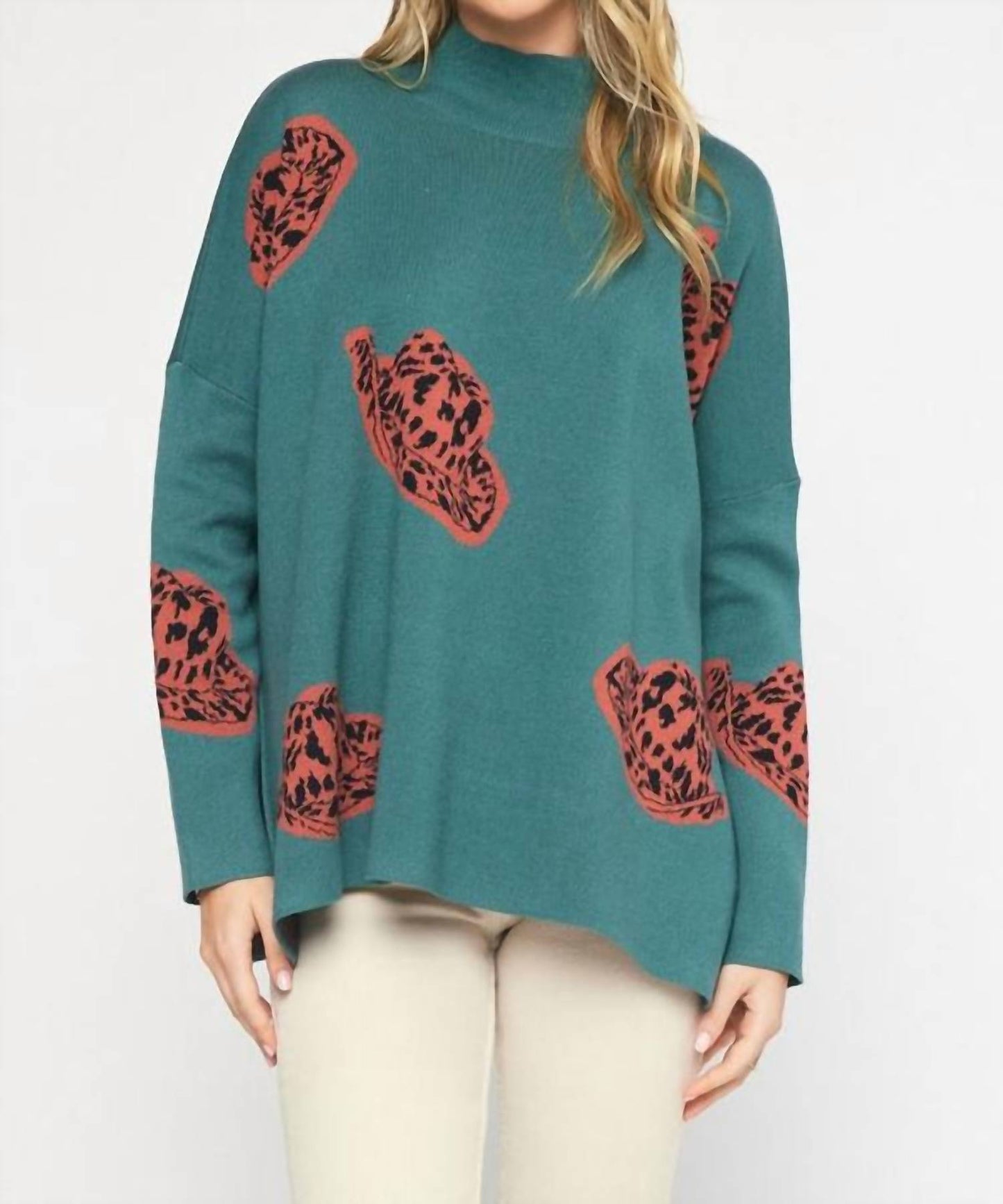 Entro - Alexandra Cowboy Hat Mock Neck Long Sleeve Sweater Top