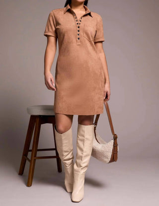 Tribal - suede short sleeve dress