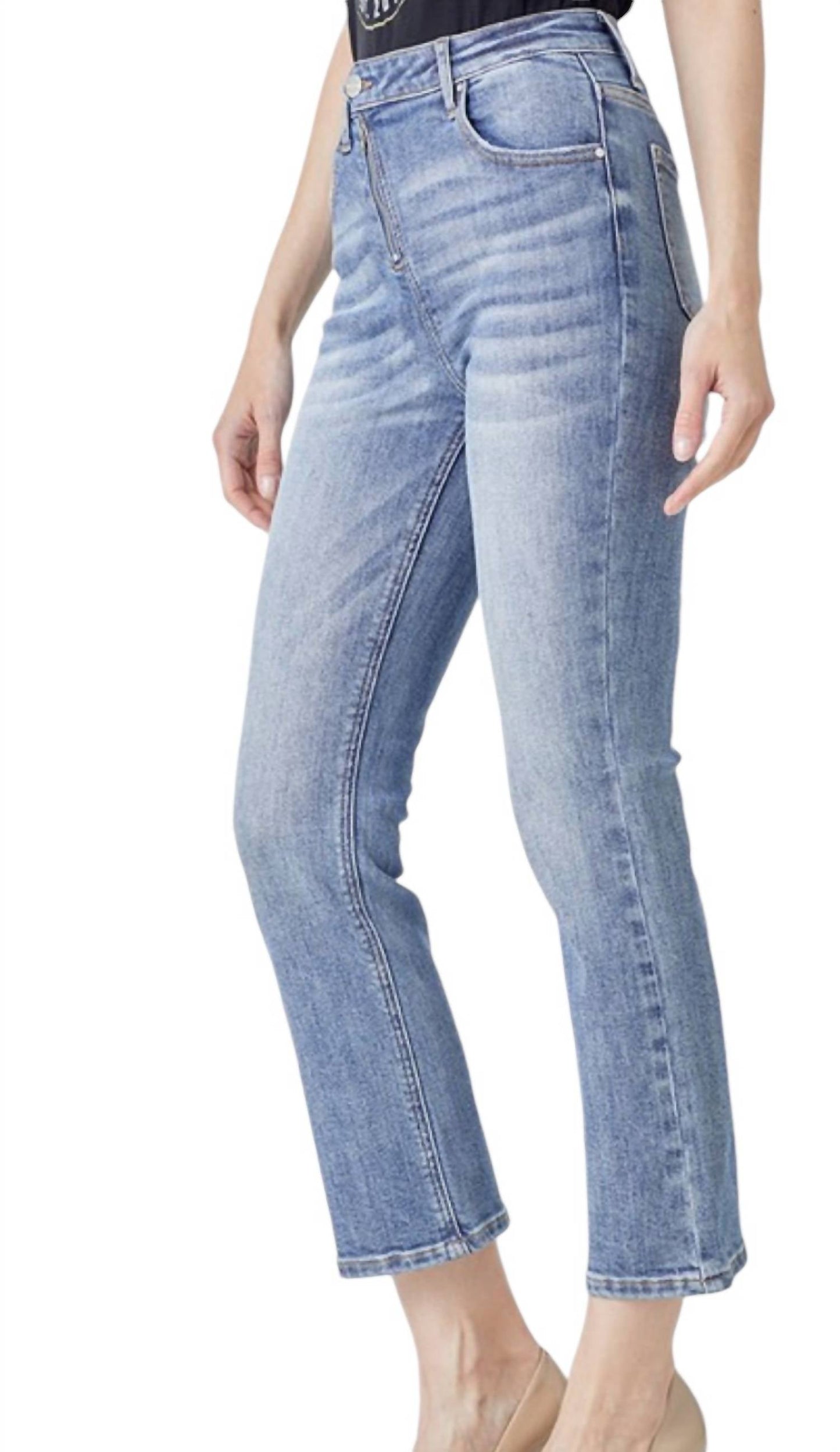 Risen - Straight Leg Asymetrical Zipper Jeans