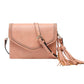 Jen & Co. - Women's Coral Flapover With Whipstitch And Tassel Crossbody Bag