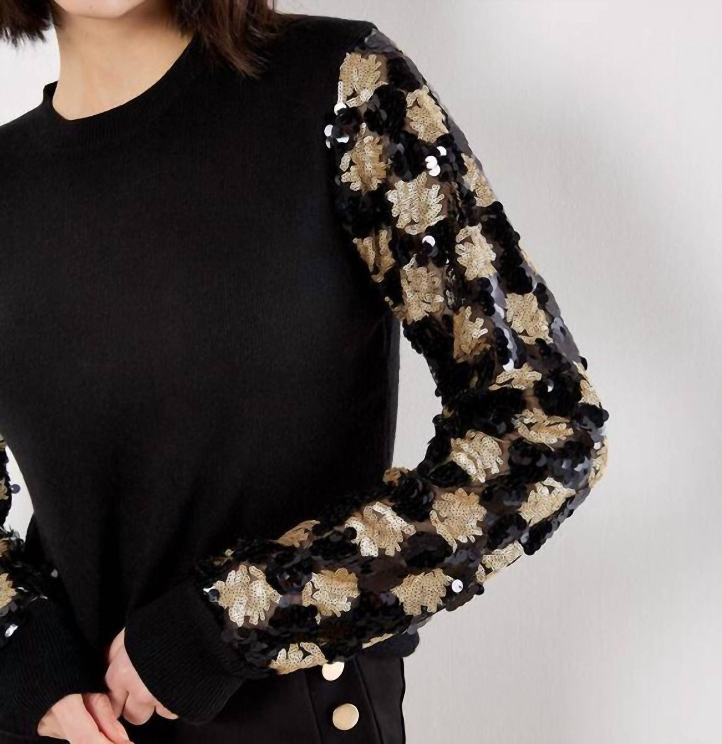 Apricot - Sequin Arm Embellished Jumper