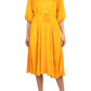 52Seven - Split Neck Balloon Sleeve Jacquard Dress
