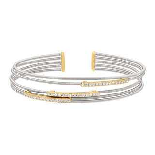 Bella Cavo - Pulseira de Ródio Esterlina com Barras Horizontais de Diamante