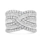 .925 Sterling Silver 2 3/8 Cttw Diamond Multi Row Overlay Band Ring ( J-K Color, I3 Clarity) - Ring Size 7